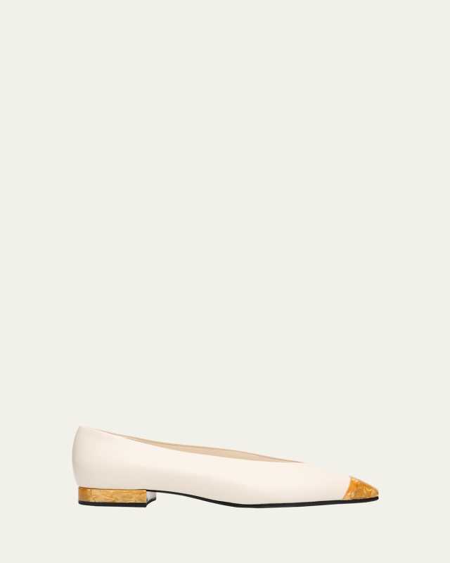 Rebecca Tipped Leather Ballerina Flats